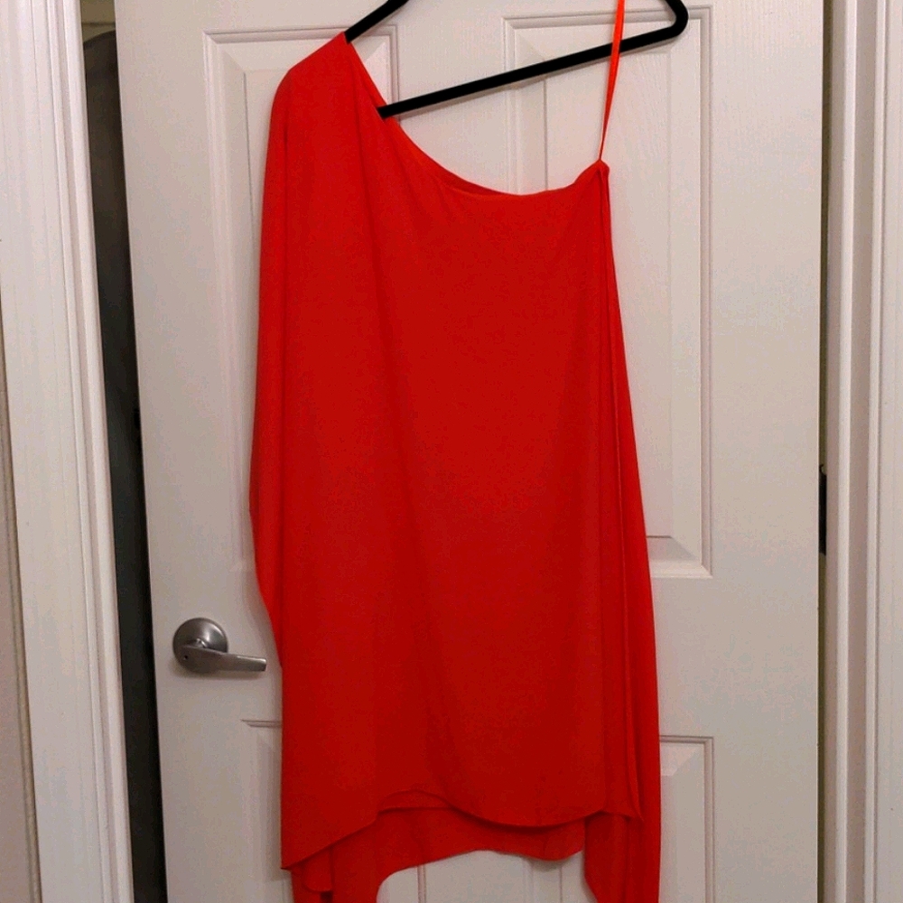 BCBG red one shoulder flowy dress - xs